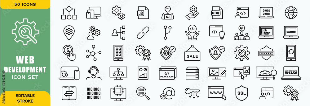 Wall mural set of outline web development icons. minimalist thin linear web icon set. vector illustration