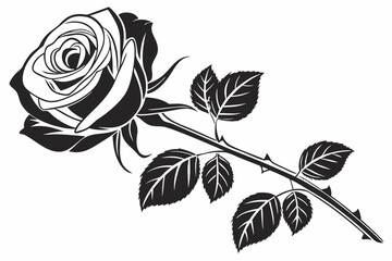Elegant Black Rose Silhouette – Romantic Floral Art for Wedding & Décor