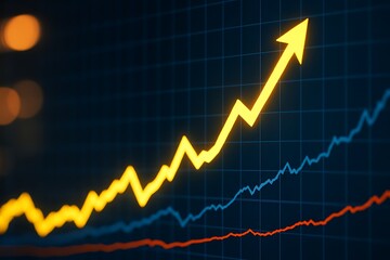 Naklejka premium Chart showing upward trend, with multiple lines