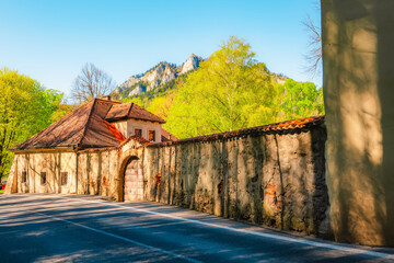 Medieval monastery Cerveny Klastor near Peak Tri Koruny or Trzy Korony in Pieniny National park in Slovakia and Poland © Zedspider
