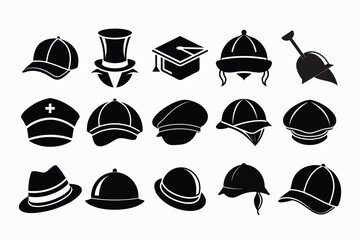 various types of hat silhouette art