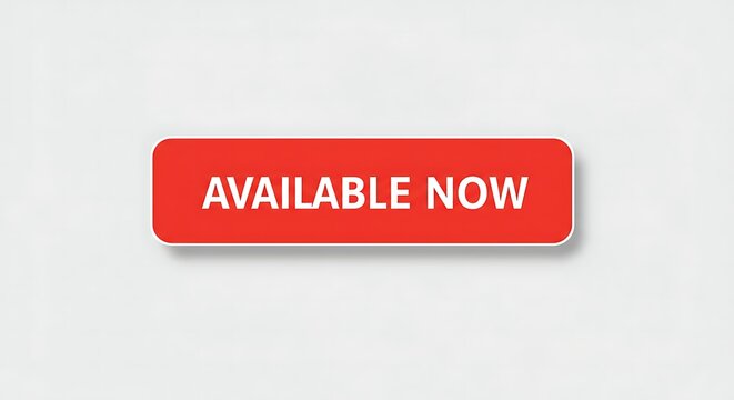 Red button with the text "AVAILABLE NOW" on a light gray background