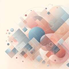 Fototapeta premium Soft Pastel Geometric Shapes with Layered Transparency Minimal Abstract Background