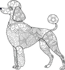 Intricate Mandala Poodle Dog Coloring Page Adult Coloring Book Design