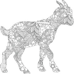 Intricate Zentangle Goat Illustration A Detailed Line Art Design