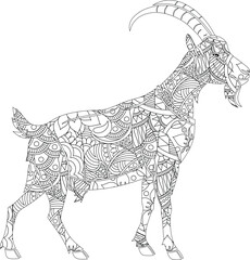 Intricate Line Art Goat A Detailed Zentangle Illustration