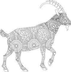 Intricate Mandala Goat Adult Coloring Page Design