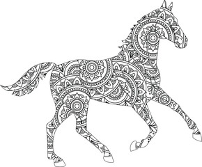 Intricate Mandala Horse A Coloring Page Featuring Ornate Horse Design