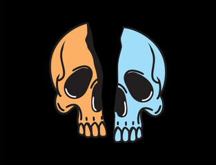 Half skull design illustration