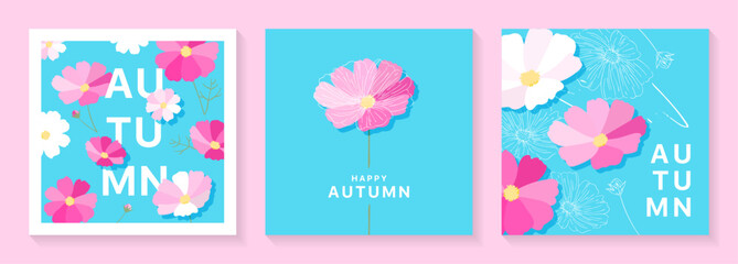 コスモスのイラストのバナーテンプレートセット_2