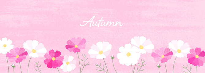 水彩タッチのコスモスのイラスト素材_2 © cocirael