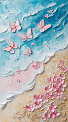 Oil Painting Beach and Butterfly background 2025