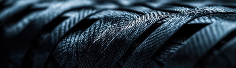 Close-up of Braided Carbon Fiber Composite Material for High-Tech Applications
