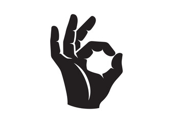 Obraz premium Hand Gesture Silhouette Black Vector white background