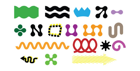 Colorful Abstract Wavy and Geometric Vector Elements Set