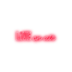 Neon live on air logo with red colour | Transparent live on air vector Image | live on air Neon sign sticker