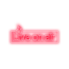 Neon live on air logo with red colour | Transparent live on air vector Image | live on air Neon sign sticker