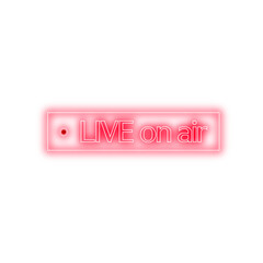 Neon live on air logo with red colour | Transparent live on air vector Image | live on air Neon sign sticker