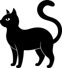 Vector silhouette of the cat sitting, black color, isolated
