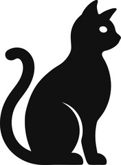 Vector silhouette of the cat sitting, black color, isolated
