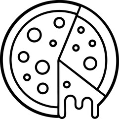 Cartoon Pizza Slice Icon with Cheese Dripping, Tomato, and Basil on Beige Background