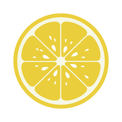 Bright Yellow Lemon Slice Isolated Vector