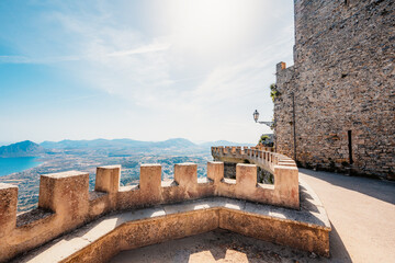 View of Venus Castle, Castello di Venere in Erice, province of Trapani. Sicily, Italy © Zedspider