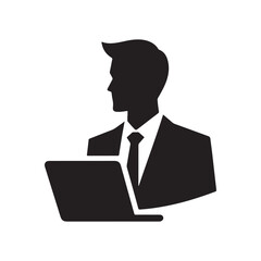 office worker vector silhouette clip art logo design illustration