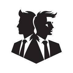 office worker vector silhouette clip art logo design illustration