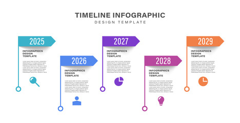 Timeline Infographic Design Template With Flags And Years. Business And Marketing Infographics