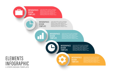 5 Steps Vertical Infographic Template. Business Layout With Icons And Place For Data