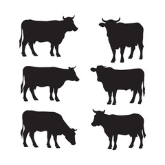 Cow set sillhouette