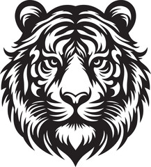 Black and white stylized tiger head vector illustration