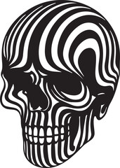 A skull with black and white striped pattern illustration