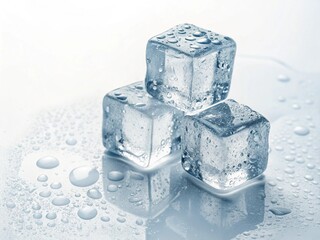 Ice cubes on white background