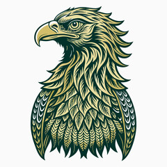 Stylized golden eagle illustration on a white background