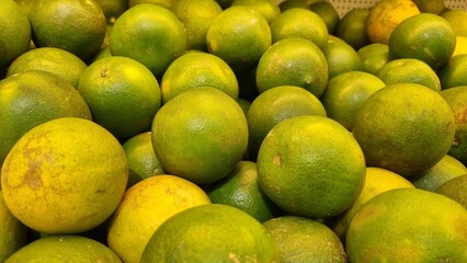 Jaffa oranges, also known as shamouti, for sale in a supermarket. Jaffa oranges are known for their sweet taste. Takes its name from the city of Jaffa where it was first produced for export.
