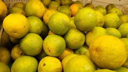 Jaffa oranges, also known as shamouti, for sale in a supermarket. Jaffa oranges are known for their sweet taste. Takes its name from the city of Jaffa where it was first produced for export.