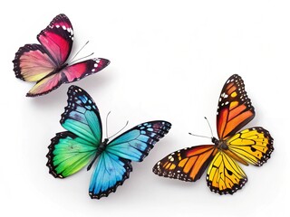 Obraz premium Multicolored butterflies on a white background