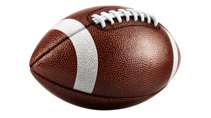American Football Ball with White Stripes and Laces