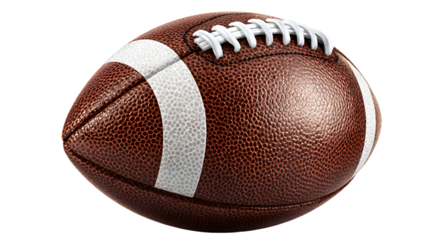 American Football Ball with White Stripes and Laces