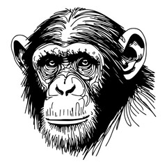 Chimpanzee Line Art Portrait