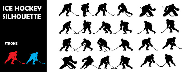 Ice Hockey Silhouette Vector Set – Winter Sports and Action Hockey Moments