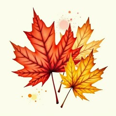 Fototapeta premium Vibrant Autumn Maple Leaves in Rich Red Orange and Yellow Hues with Subtle Floral Accents