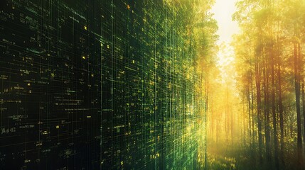 Digital pathway through a golden forest