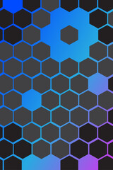 Fototapeta premium Abstract Neon Blue Hex Mesh on Black Background – Sci-Fi Futuristic Style.