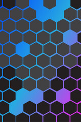 Abstract Geometric Cyber Honeycomb with Violet and Blue Glow.