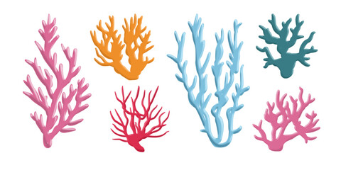 Hand Drawn Underwater Coral Reefs with Colorful Tropical Fish – Marine Ocean Life Illustration