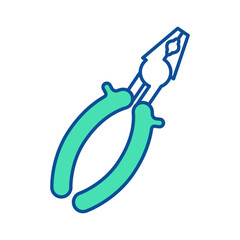 Plier icon. Construction tool. Color vector instrument illustration