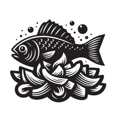 Obraz premium Black Fish and Chips Silhouette Vector, High Quality Illustration on White Background